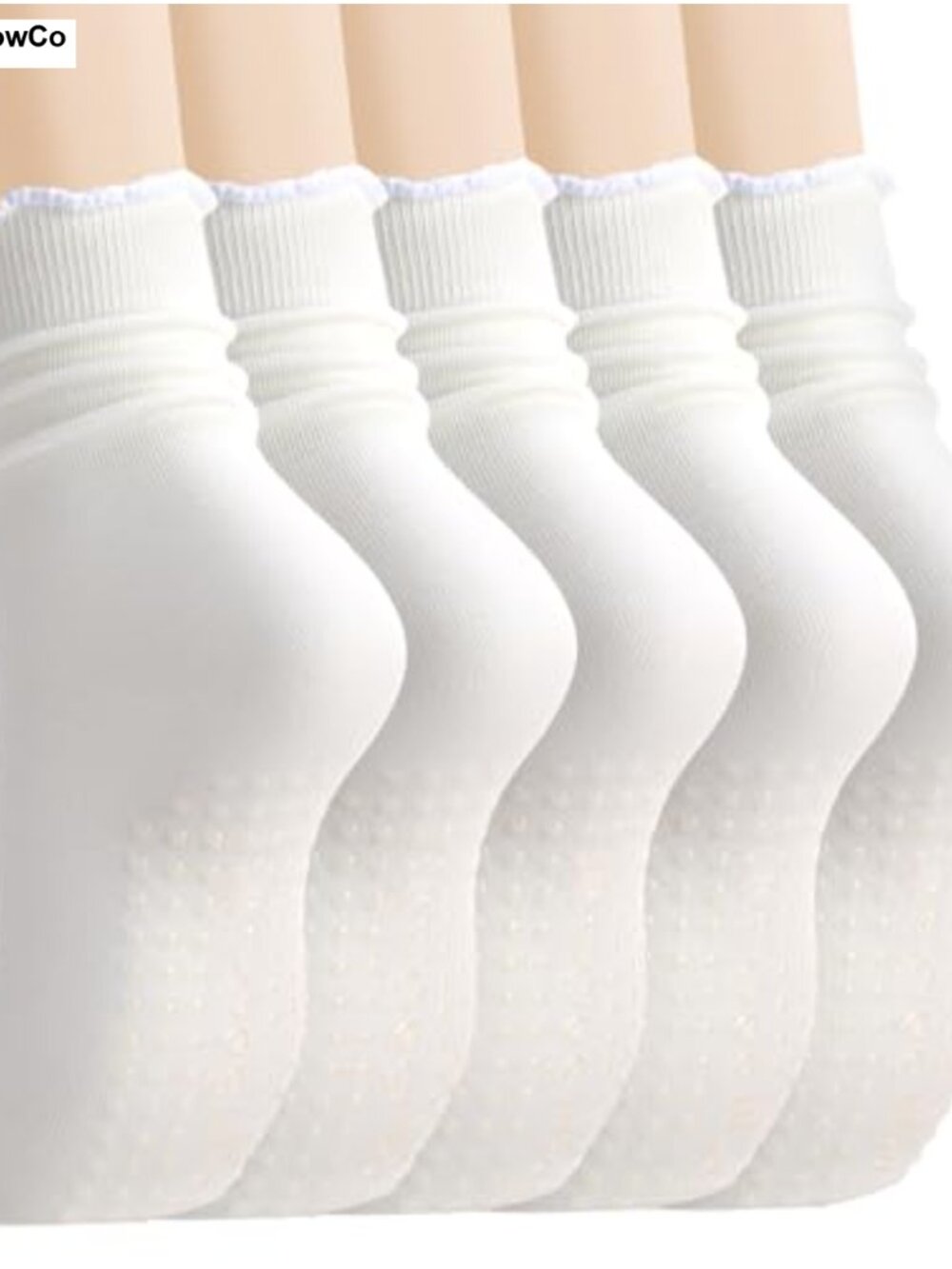 Cotton Pilates Grip Socks Women Non Slip Yoga Crew Ruffle